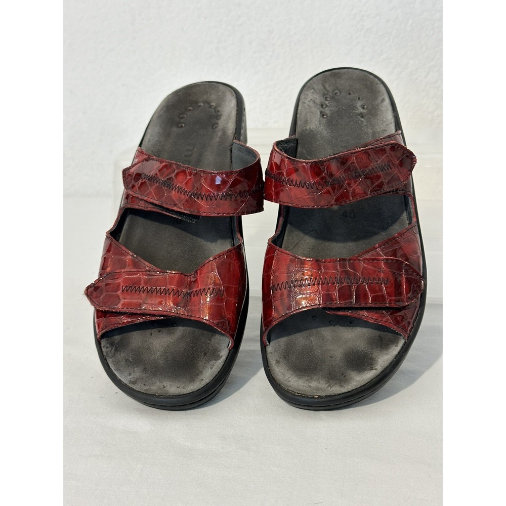 Mephisto Air Relax Mobils Red Patent Croc Wedge Sandals Womens 40 US 10